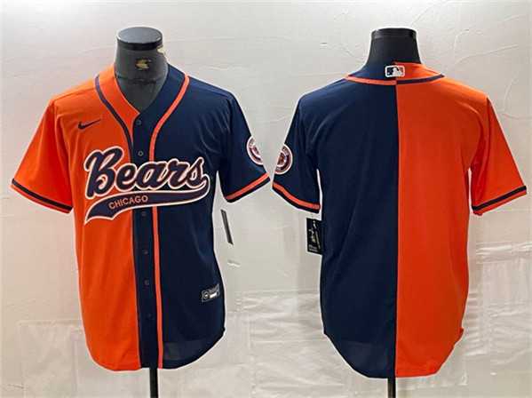 Men's Chicago Bears Blank Orange Navy Split With Patch Cool Base Stitched Baseball Jersey,We sell and wholesale Men's Chicago Bears Blank Orange Navy Split With Patch Cool Base Stitched Baseball Jersey on line form chian!
